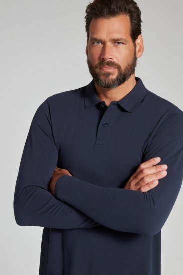JP1880 799230 Langarm Poloshirt Dunkelblau - Polo-shirts für herren - Polo-Shirts für Herren in großen Größen