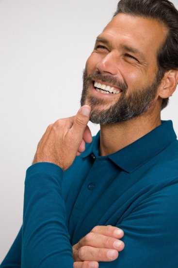 JP1880 Polo Shirt Long Sleeve Pique Blue - Polo-shirts für herren - Polo-Shirts für Herren in großen Größen