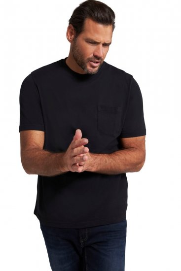 JP1880 799997 T-Shirt mit Brusttasche Schwarz - Herren-T-shirts - Herren-T-Shirts in großen Größen