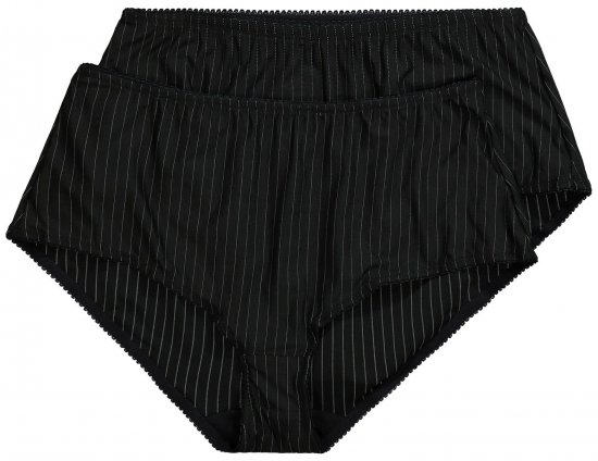Ulla Popken 800279 Gestreifte Slips 2er-Pack Schwarz - Slips - 