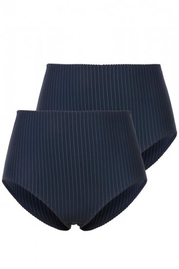 Ulla Popken 800279 Gestreifte Slips 2er-Pack Dunkelblau - Slips - 