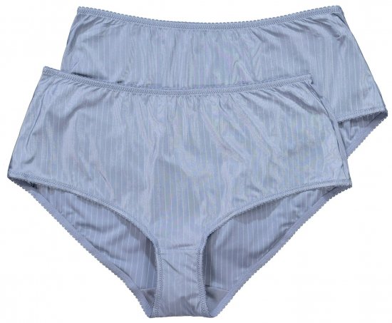 Ulla Popken 800279 Gestreifte Slips 2er-Pack Hellblau - Slips - 