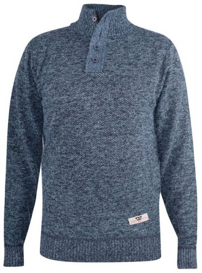 D555 Wilmington Zipper And Button Neck Sweater Blue - Herren-sweater und -hoodies - Herren-Sweater und -Hoodies in großen Größen