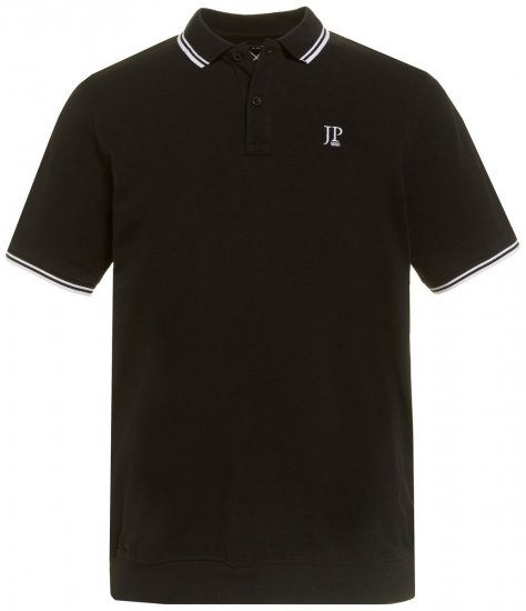 JP1880 802789 Poloshirt mit weißem Kontrastkragen Schwarz - Polo-shirts für herren - Polo-Shirts für Herren in großen Größen