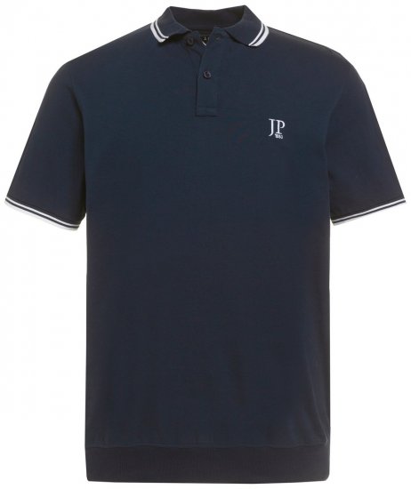 JP1880 802789 Poloshirt mit weißem Kontrastkragen Dunkelblau - Polo-shirts für herren - Polo-Shirts für Herren in großen Größen