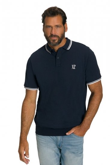 JP1880 802789 Poloshirt mit weißem Kontrastkragen Dunkelblau - Polo-shirts für herren - Polo-Shirts für Herren in großen Größen