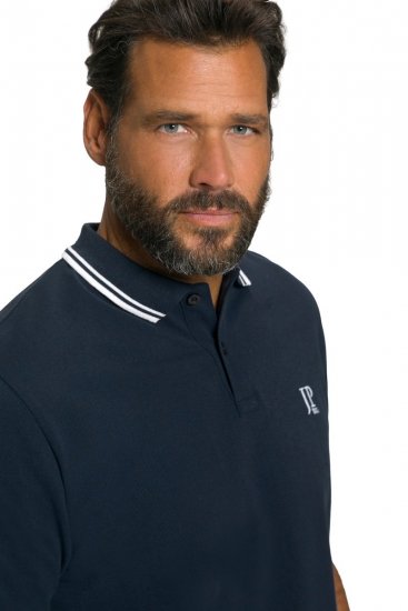 JP1880 802789 Poloshirt mit weißem Kontrastkragen Dunkelblau - Polo-shirts für herren - Polo-Shirts für Herren in großen Größen