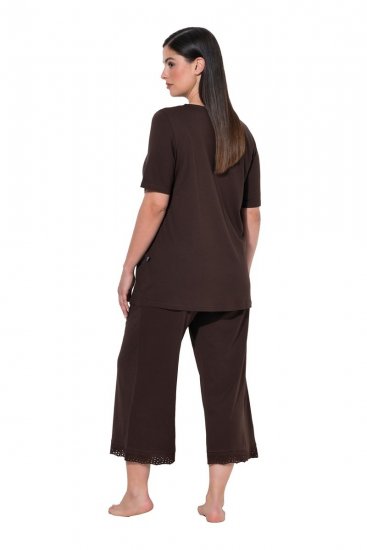 Ulla Popken 806944 Pyjama mit kurzen Ärmeln Braun - Pyjama/Loungewear - 