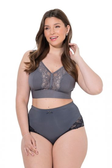 Ulla Popken 809385 Shaping-Slip mit Spitze Anthrazit - Shapewear - 