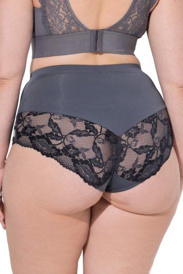 Ulla Popken 809385 Shaping-Slip mit Spitze Anthrazit - Shapewear - 
