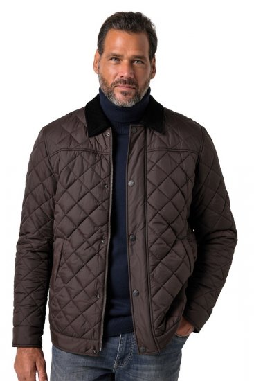 JP1880 811805 Steppjacke mit Cordkragen Schwarzbraun - Herren jacken - Herren Jacken in großen Größen
