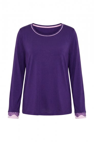 Ulla Popken 812441 Pyjama mit langen Ärmeln und Spitze Königsblau - Pyjama/Loungewear - 