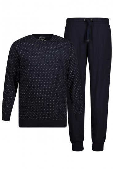 JP1880 Pyjamas Two-piece Long Sleeve and Long Trousers Navy - Herrenunterwäsche & bademode - Herrenunterwäsche & Bademode in großen Größen