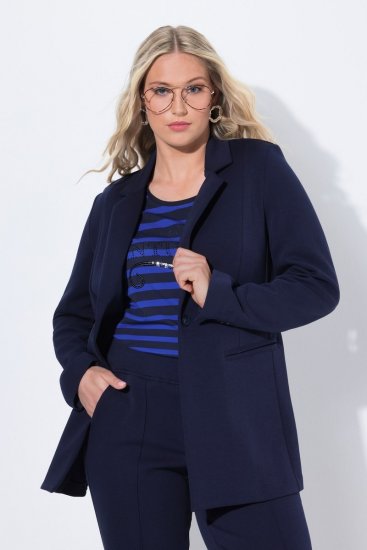 Ulla Popken 812754 Jerseyblazer aus Punto di Roma Dunkelblau - Blazer - Blazer in großen Größen für Damen