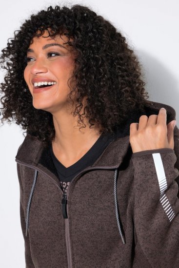 Ulla Popken 812880 Strickfleecejacke mit Teddyfleece Taupe - Fleecekleidung - 