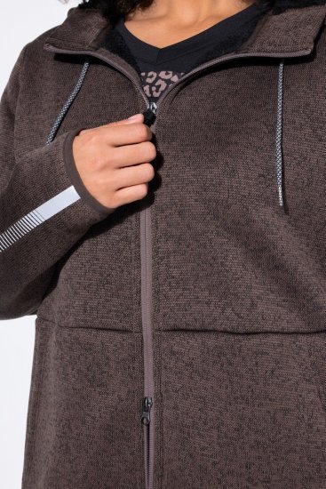 Ulla Popken 812880 Strickfleecejacke mit Teddyfleece Taupe - Fleecekleidung - 