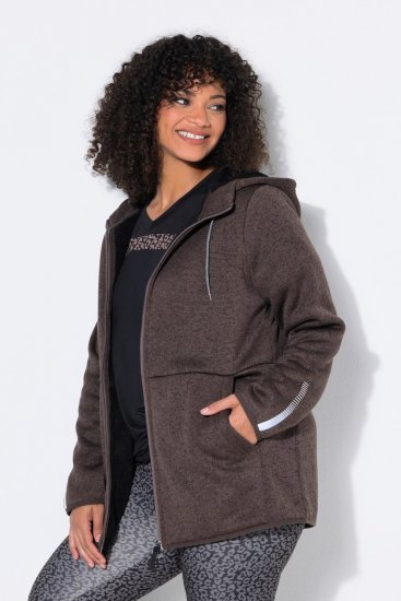 Ulla Popken 812880 Strickfleecejacke mit Teddyfleece Taupe - Fleecekleidung - 
