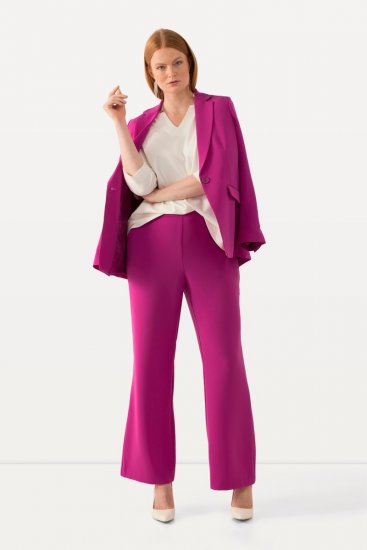 Ulla Popken 813306 Weite Anzughose mit Gummibund Magenta - Stoffhosen - Weite Stoffhosen für Damen in großen Größen