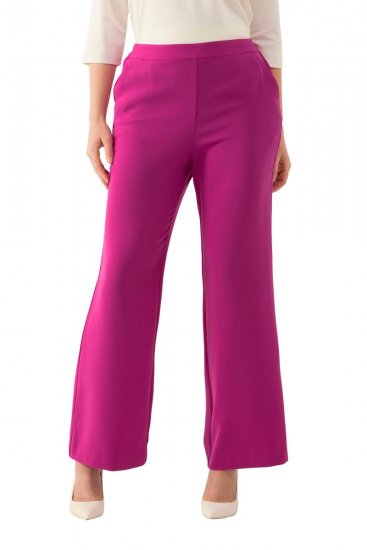 Ulla Popken 813306 Weite Anzughose mit Gummibund Magenta - Stoffhosen - Weite Stoffhosen für Damen in großen Größen