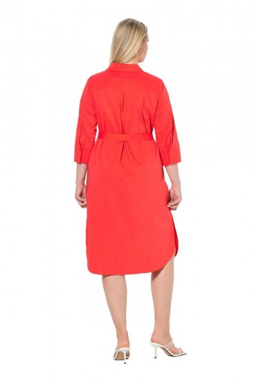 Ulla Popken 815217 Hemdblusenkleid in A-Linie mit Bindegürtel Rosa - Midikleider - Midikleider für Damen in großen Größen
