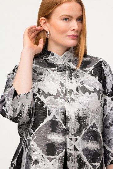 Ulla Popken 816673 Oversize-Jacquardblazer mit 3/4-Ärmeln Schwarz - Blazer - Blazer in großen Größen für Damen