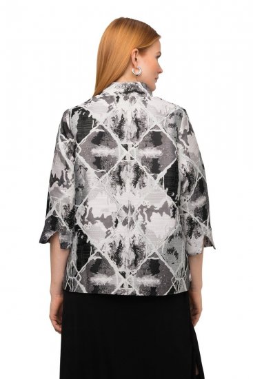 Ulla Popken 816673 Oversize-Jacquardblazer mit 3/4-Ärmeln Schwarz - Blazer - Blazer in großen Größen für Damen