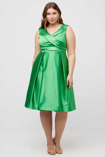 Ulla Popken 817135 Abendkleid in A-Linie mit V-Ausschnitt Grün - Abendkleider - Abendkleider in großen Größen