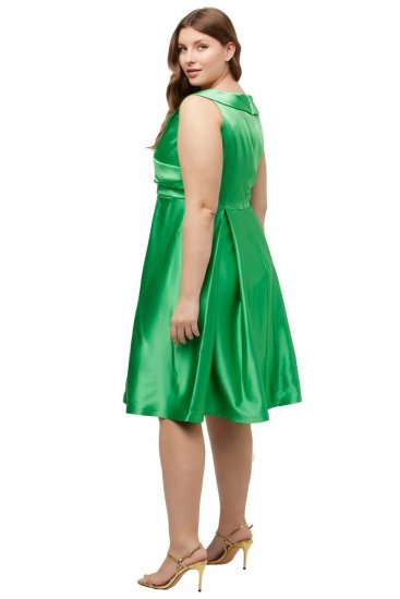 Ulla Popken 817135 Abendkleid in A-Linie mit V-Ausschnitt Grün - Abendkleider - Abendkleider in großen Größen