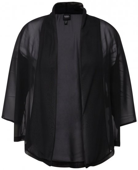 Ulla Popken 817211 Oversize-Chiffonjacke mit Schalkragen Schwarz - Jacken - Damenjacken in großen Größen