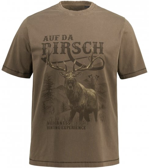 JP1880 Comfortable Fit Vintage Look T-Shirt Light Brown - Herren-T-Shirts in großen Größen - Herren-T-Shirts in großen Größen