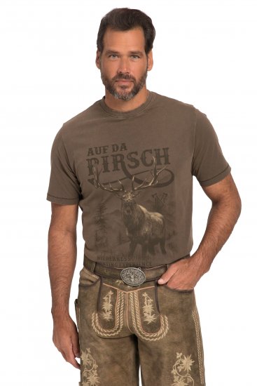 JP1880 Comfortable Fit Vintage Look T-Shirt Light Brown - Herren-T-shirts - Herren-T-Shirts in großen Größen