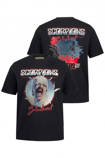 JP1880 Scorpions Blackout Graphic Comfort Fit Band T-Shirt Black - Herren-T-shirts - Herren-T-Shirts in großen Größen