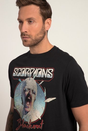 JP1880 Scorpions Blackout Graphic Comfort Fit Band T-Shirt Black - Herren-T-shirts - Herren-T-Shirts in großen Größen
