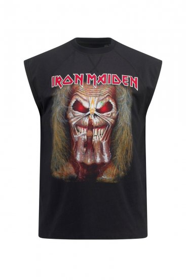 JP1880 Iron Maiden Graphic Comfort Fit Band Tank Top Black - Herren-T-shirts - Herren-T-Shirts in großen Größen