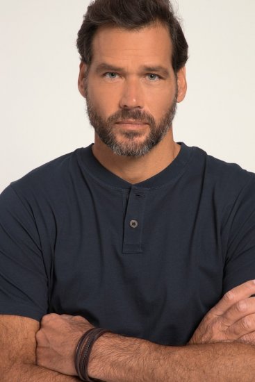 JP1880 818628 Henley-Shirt mit Bauchfit Dunkelblau - Herren-T-shirts - Herren-T-Shirts in großen Größen