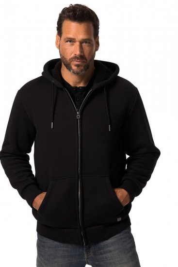 JP1880 820464 Kapuzenjacke mit Teddyfutter Schwarz - Herren-sweater und -hoodies - Herren-Sweater und -Hoodies in großen Größen