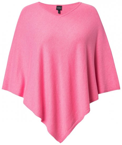 Ulla Popken 820512 Strickponcho aus Wollmix mit V-Ausschnitt Hellrosa - Ponchos & Capes - 