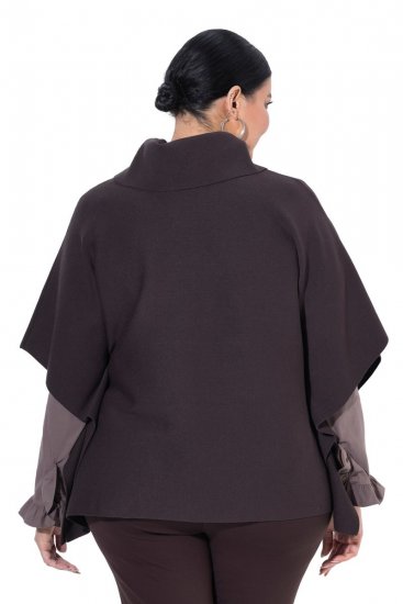 Ulla Popken 820620 Poncho-Pullover mit Rollkragen Mahagonibraun - Ponchos & Capes - 