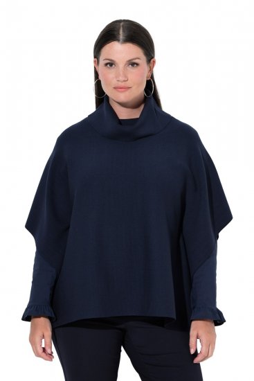 Ulla Popken 820620 Poncho-Pullover mit Rollkragen Dunkelblau - Ponchos & Capes - 