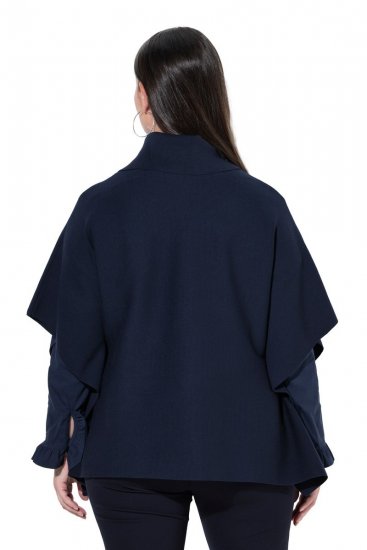 Ulla Popken 820620 Poncho-Pullover mit Rollkragen Dunkelblau - Ponchos & Capes - 