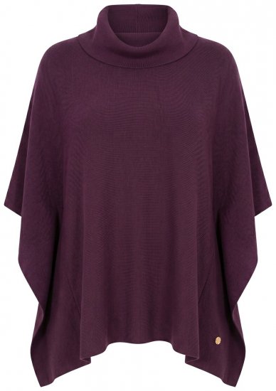 Ulla Popken 820620 Poncho-Pullover mit Rollkragen Pflaume - Ponchos & Capes - 