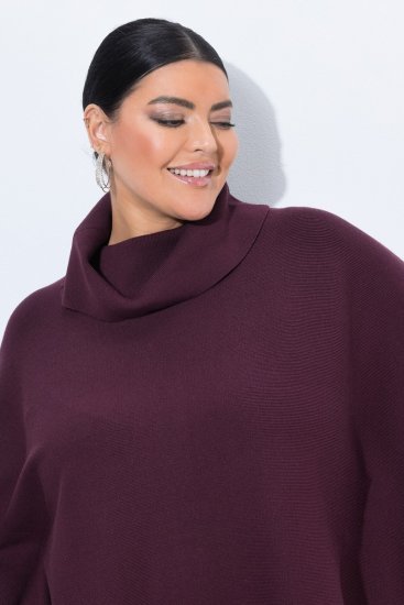 Ulla Popken 820620 Poncho-Pullover mit Rollkragen Pflaume - Ponchos & Capes - 