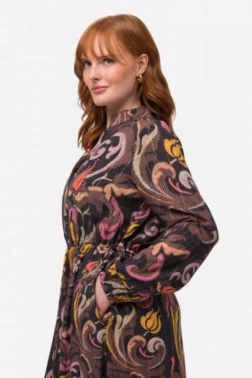 Ulla Popken 820662 Gemustertes Kleid Schwarz - Abendkleider - Abendkleider in großen Größen