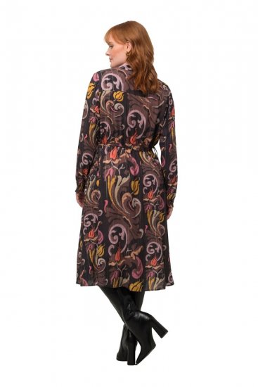 Ulla Popken 820662 Gemustertes Kleid Schwarz - Abendkleider - Abendkleider in großen Größen