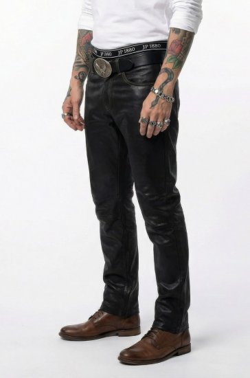 JP1880 Leather Pants Regular Fit Finest Lamb Nappa Black - Herren-jeans & -hosen - Herren-Jeans & -Hosen in großen Größen