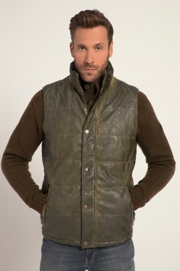 JP1880 Quilted Gilet Vintage Leather Green - Herren jacken - Herren Jacken in großen Größen