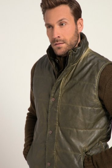 JP1880 Quilted Gilet Vintage Leather Green - Herren jacken - Herren Jacken in großen Größen
