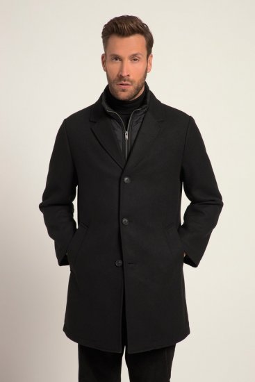 JP1880 Coat Wool Blend Quilted Black - Herren jacken - Herren Jacken in großen Größen