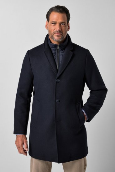 JP1880 821066 Gesteppt Wollmantel Marineblau - Herren jacken - Herren Jacken in großen Größen