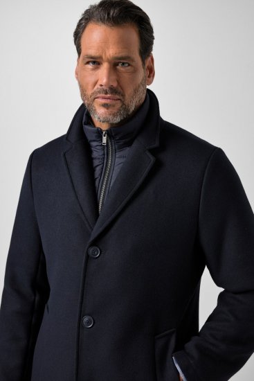 JP1880 821066 Gesteppt Wollmantel Marineblau - Herren jacken - Herren Jacken in großen Größen